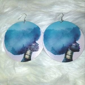 Blue Afro Earrings